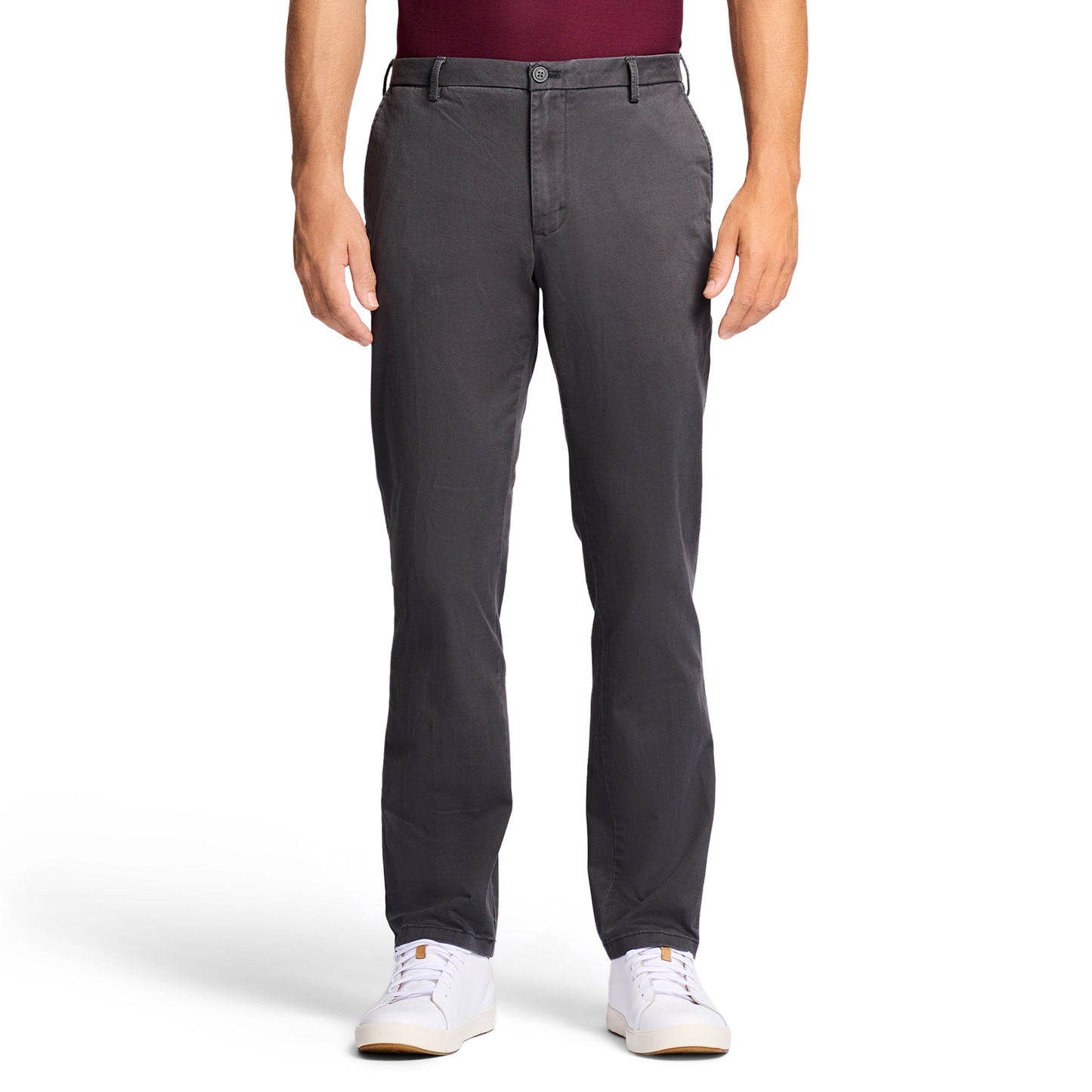 Izod Saltwater Stretch Flat-Front Straight Fit Chino Pant - Asphalt