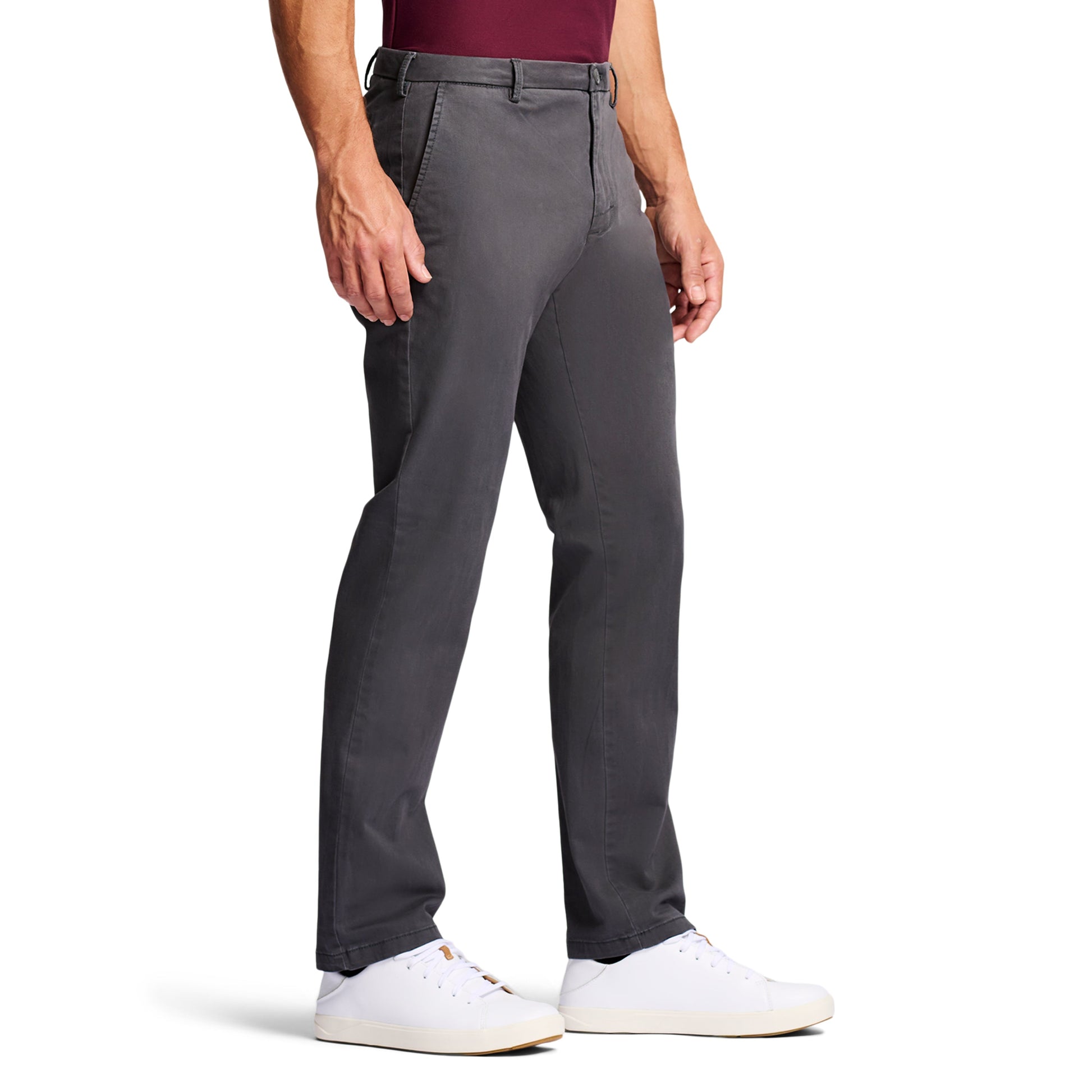 Izod Saltwater Stretch Flat-Front Straight Fit Chino Pant - Asphalt