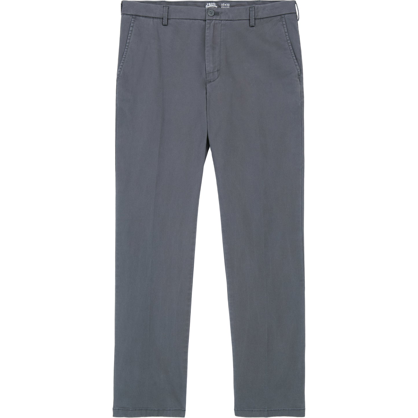 Izod Saltwater Stretch Flat-Front Straight Fit Chino Pant - Asphalt