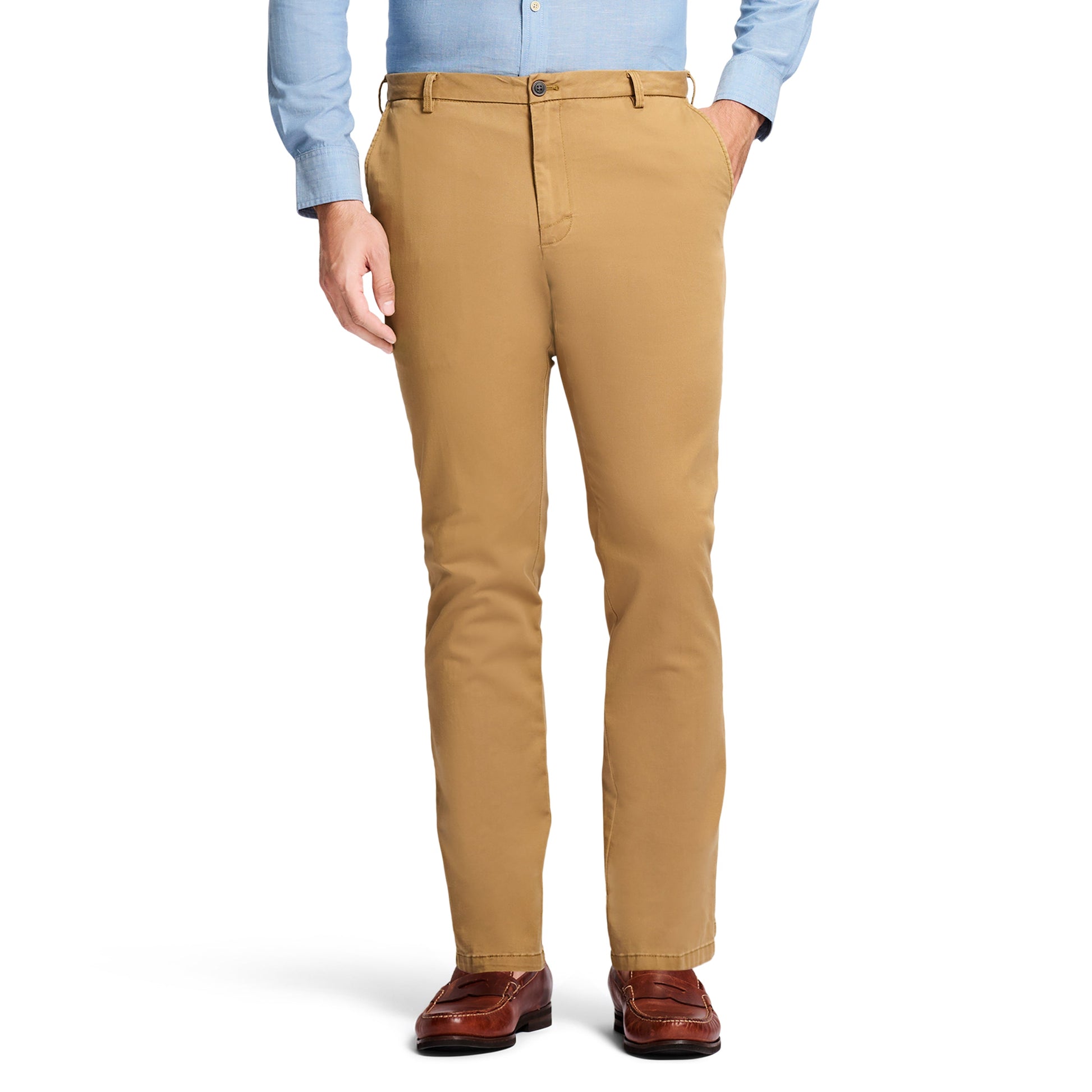 Izod Saltwater Stretch Flat-Front Straight Fit Chino Pant - Cognac