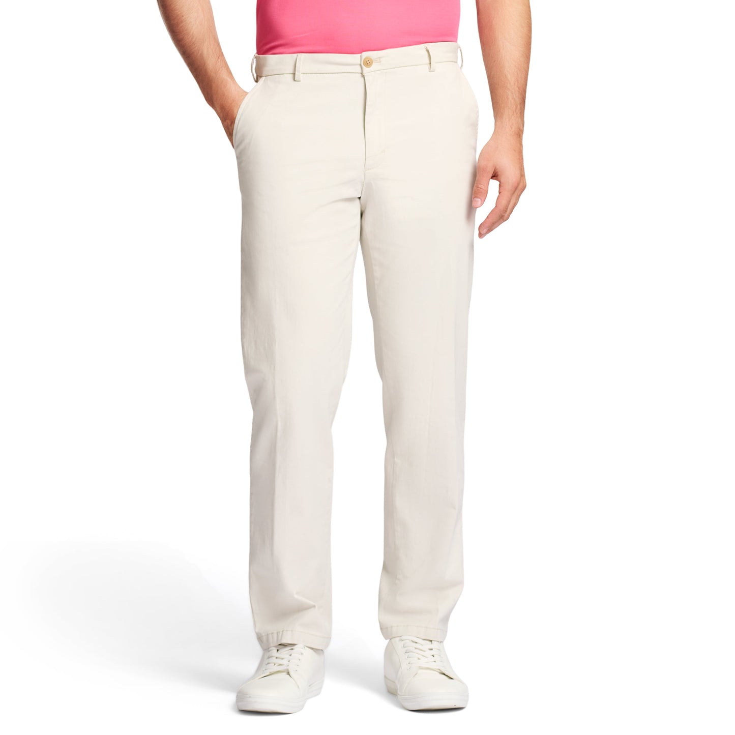 Izod Saltwater Stretch Flat-Front Straight Fit Chino Pant - Silver Birch