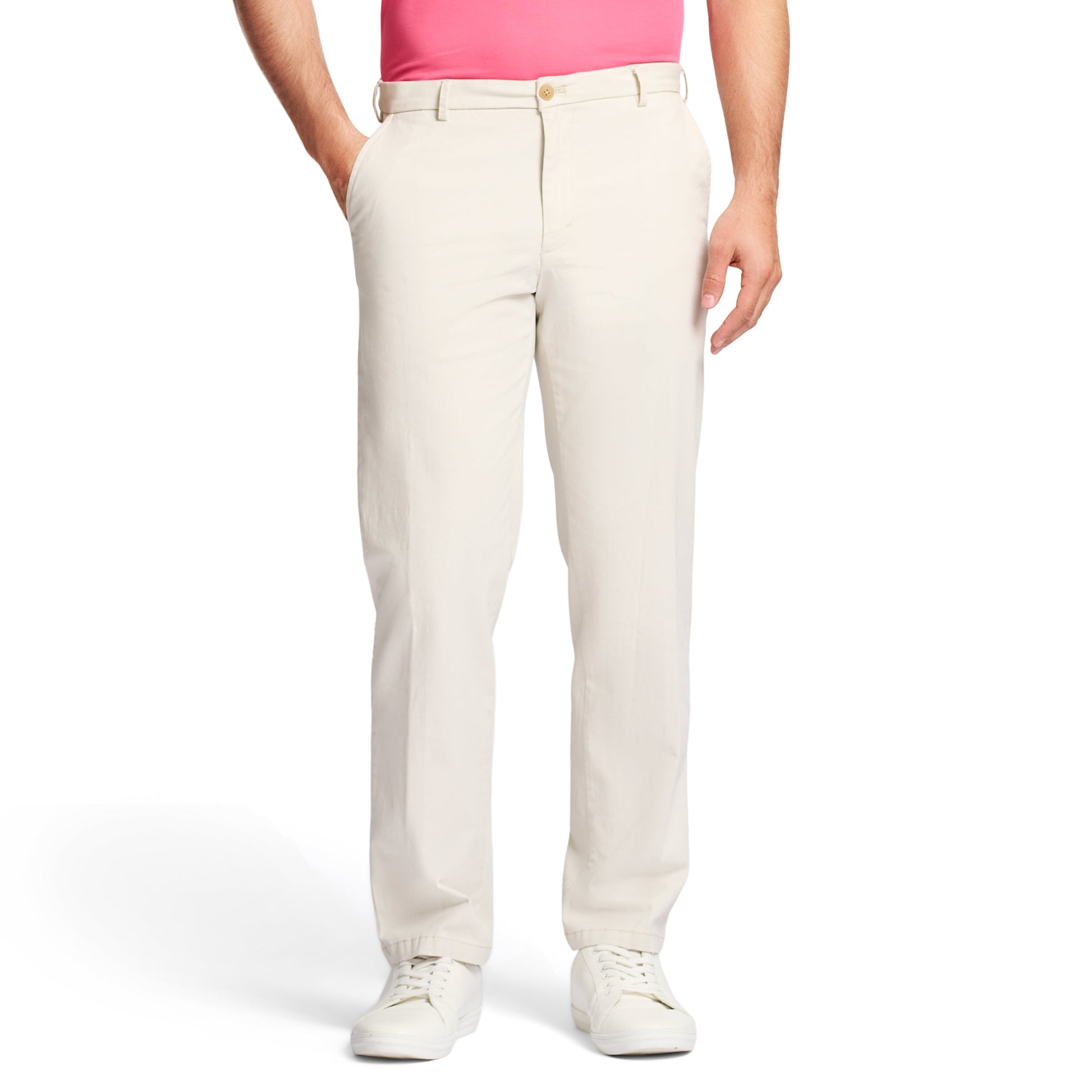 Izod Saltwater Stretch Flat-Front Straight Fit Chino Pant - Silver Birch