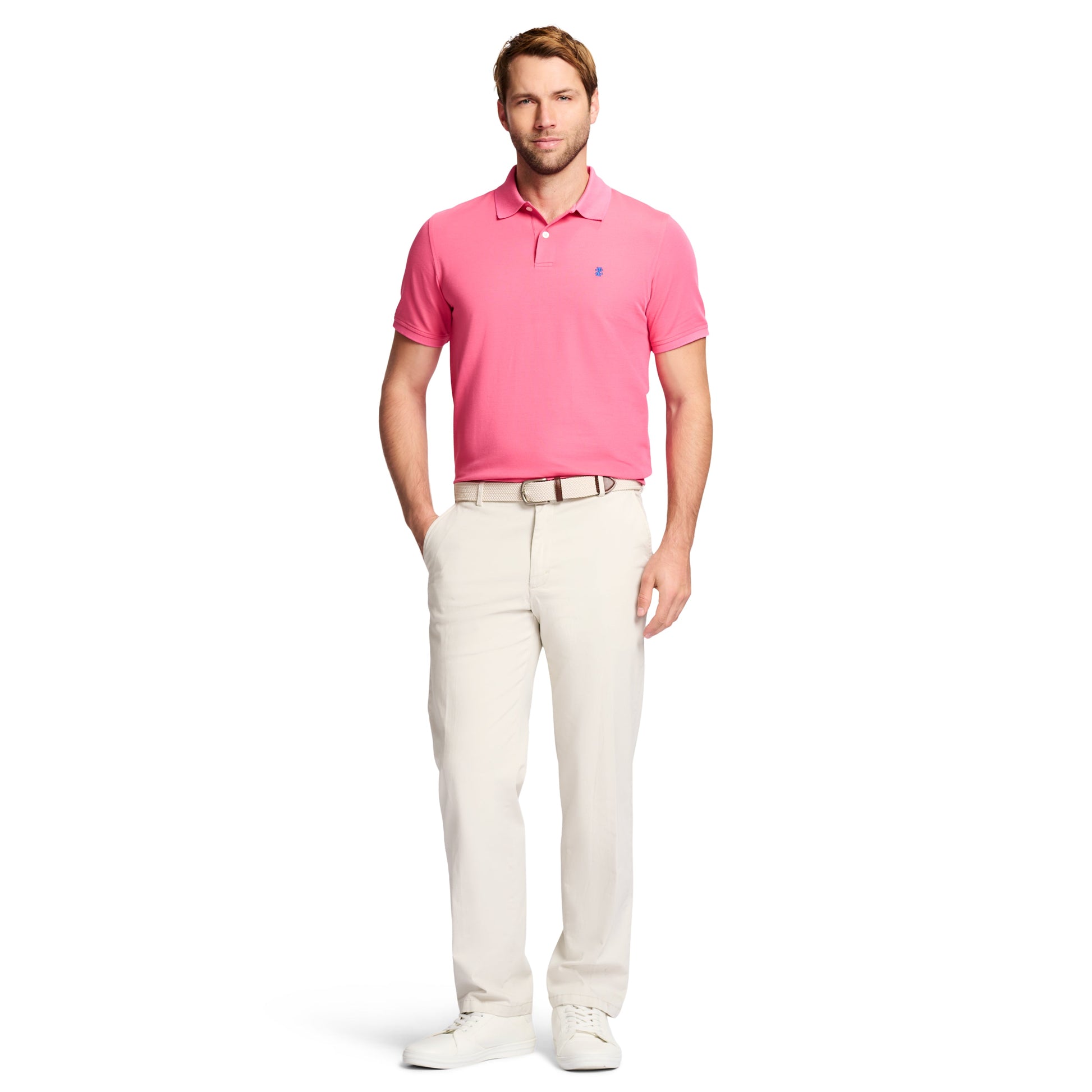 Izod Saltwater Stretch Flat-Front Straight Fit Chino Pant - Silver Birch