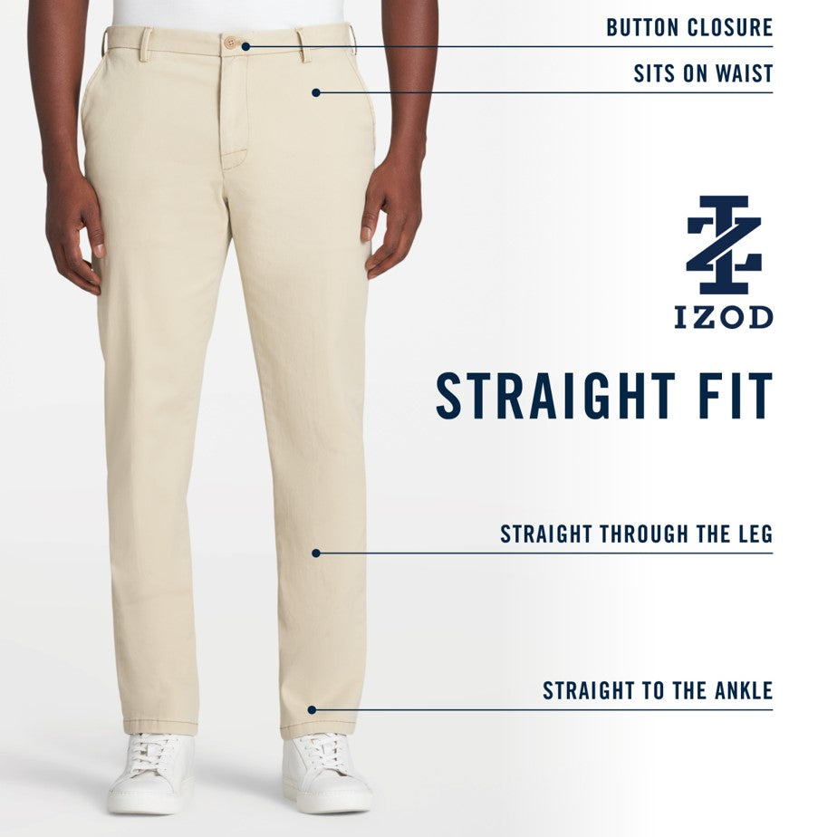 Izod Saltwater Stretch Flat-Front Straight Fit Chino Pant - Silver Birch