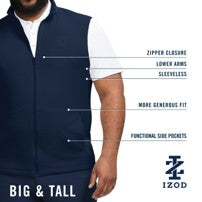 Izod Big & Tall Golf Hydrashield Vest - Harbor Mist