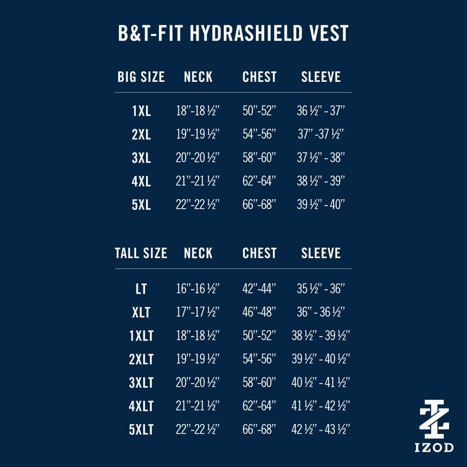 Izod Big & Tall Golf Hydrashield Vest - Moonlight Blue