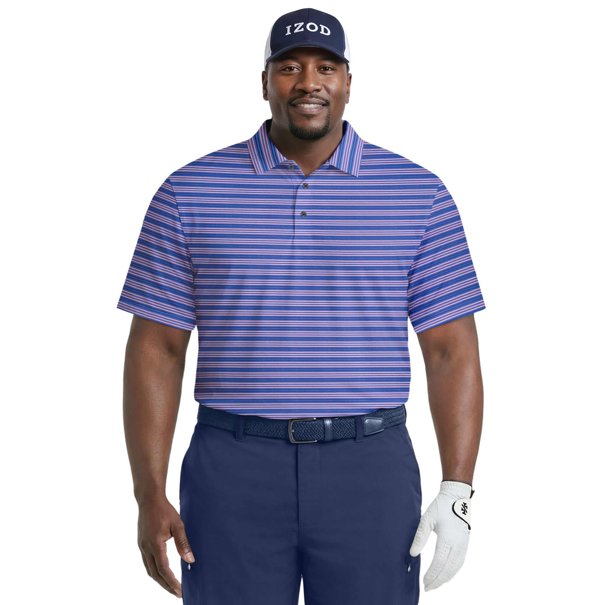 Izod BIG & TALL GOLF SWINGFLEX ELITE PRINTED POLO - BRIGHT COBALT