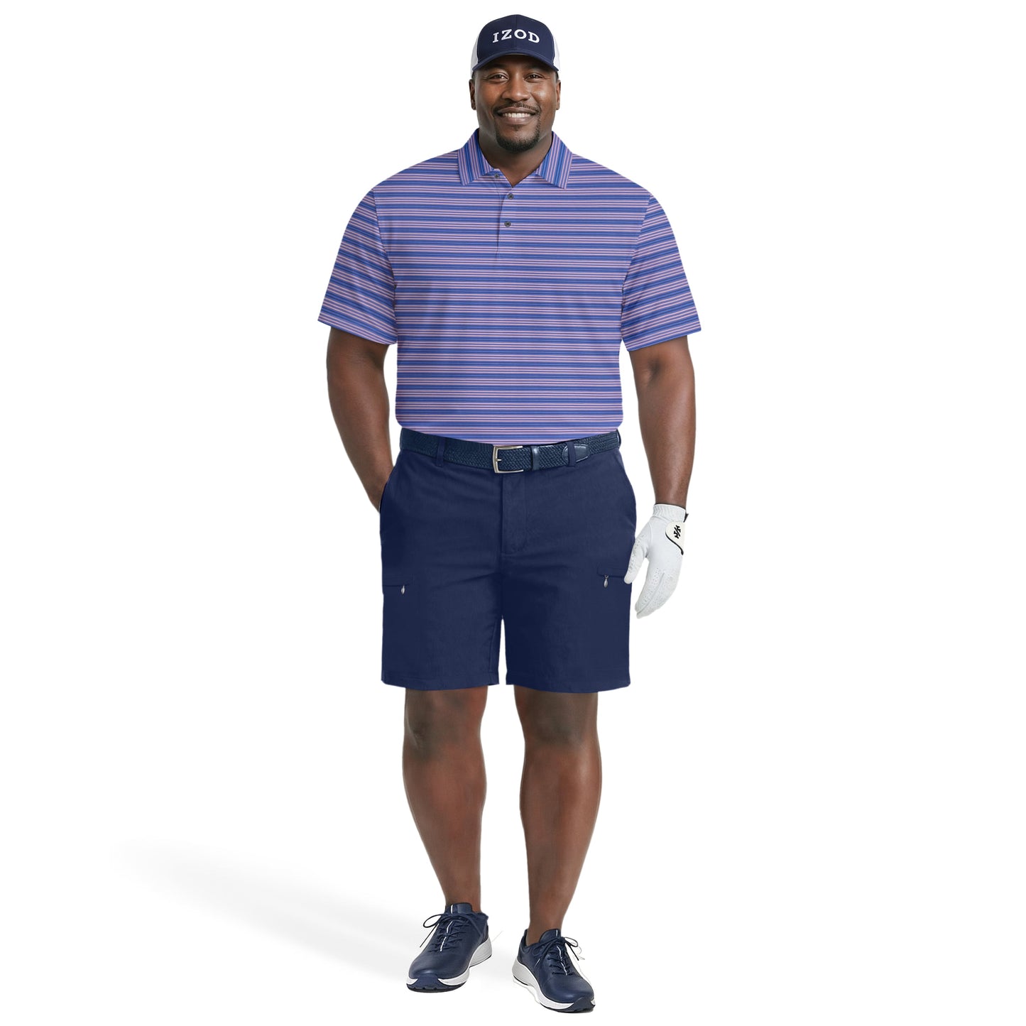 Izod BIG & TALL GOLF SWINGFLEX ELITE PRINTED POLO - BRIGHT COBALT