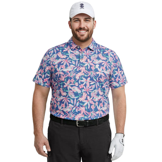 Izod BIG & TALL GOLF SWINGFLEX ELITE PRINTED POLO - BRIGHT COBALT
