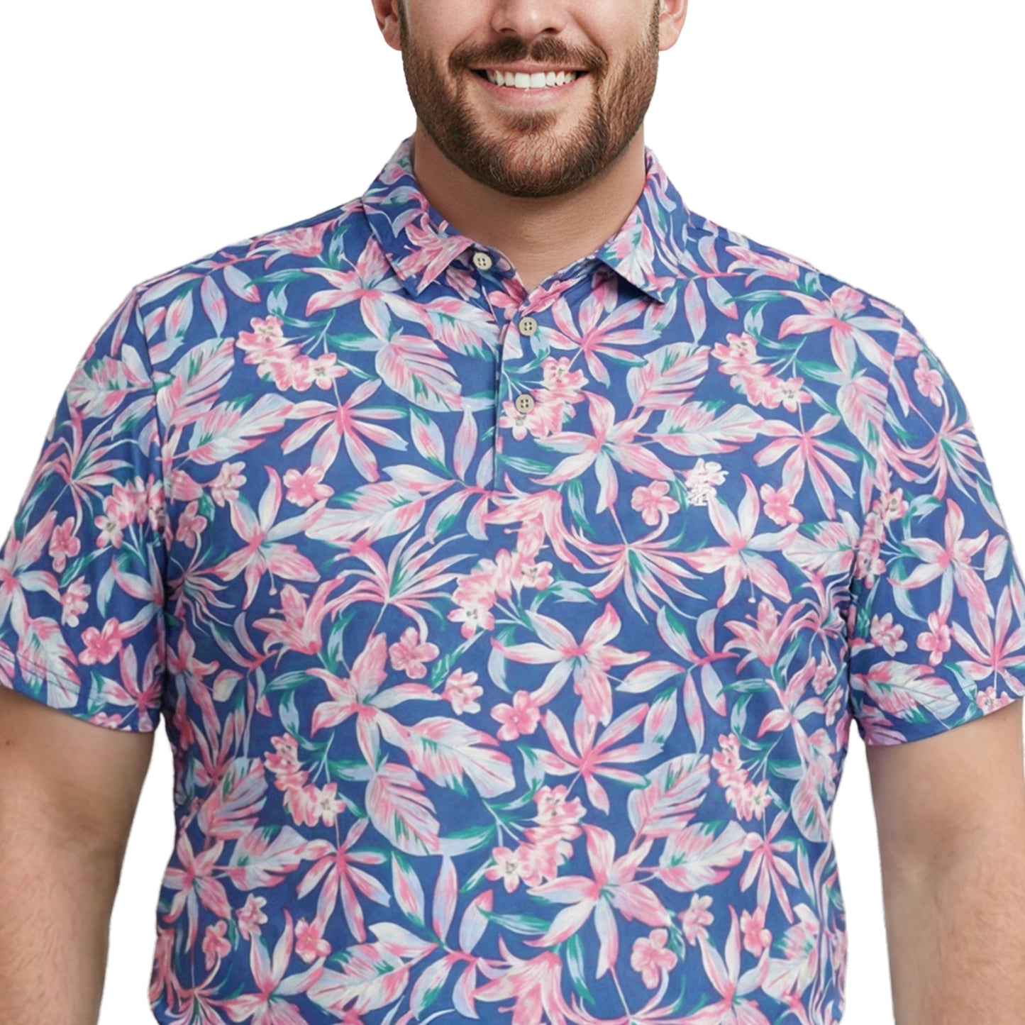 Izod BIG & TALL GOLF SWINGFLEX ELITE PRINTED POLO - BRIGHT COBALT