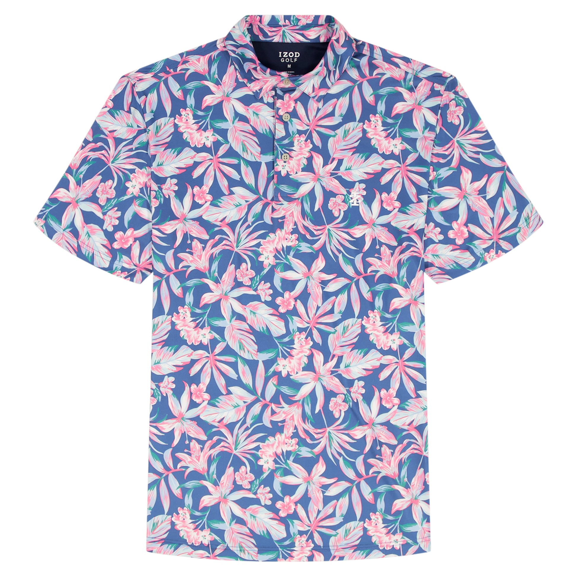 Izod BIG & TALL GOLF SWINGFLEX ELITE PRINTED POLO - BRIGHT COBALT