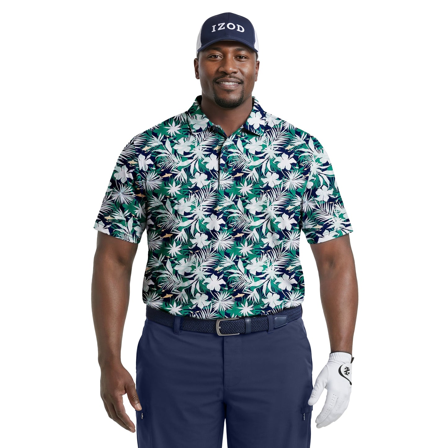 Izod BIG & TALL GOLF SWINGFLEX ELITE PRINTED POLO - FIR