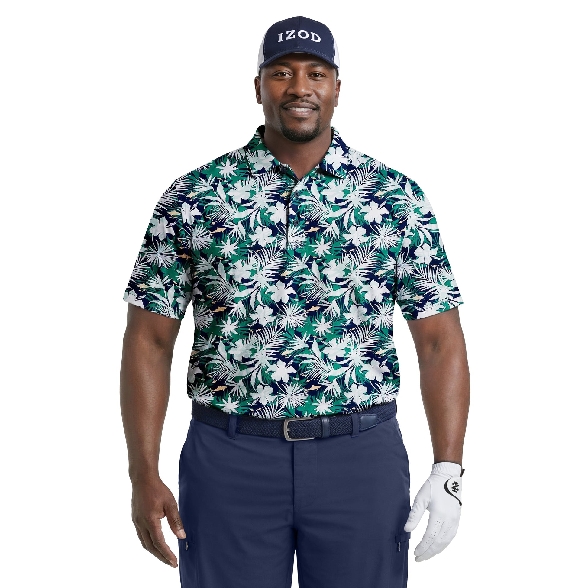 Izod BIG & TALL GOLF SWINGFLEX ELITE PRINTED POLO - FIR