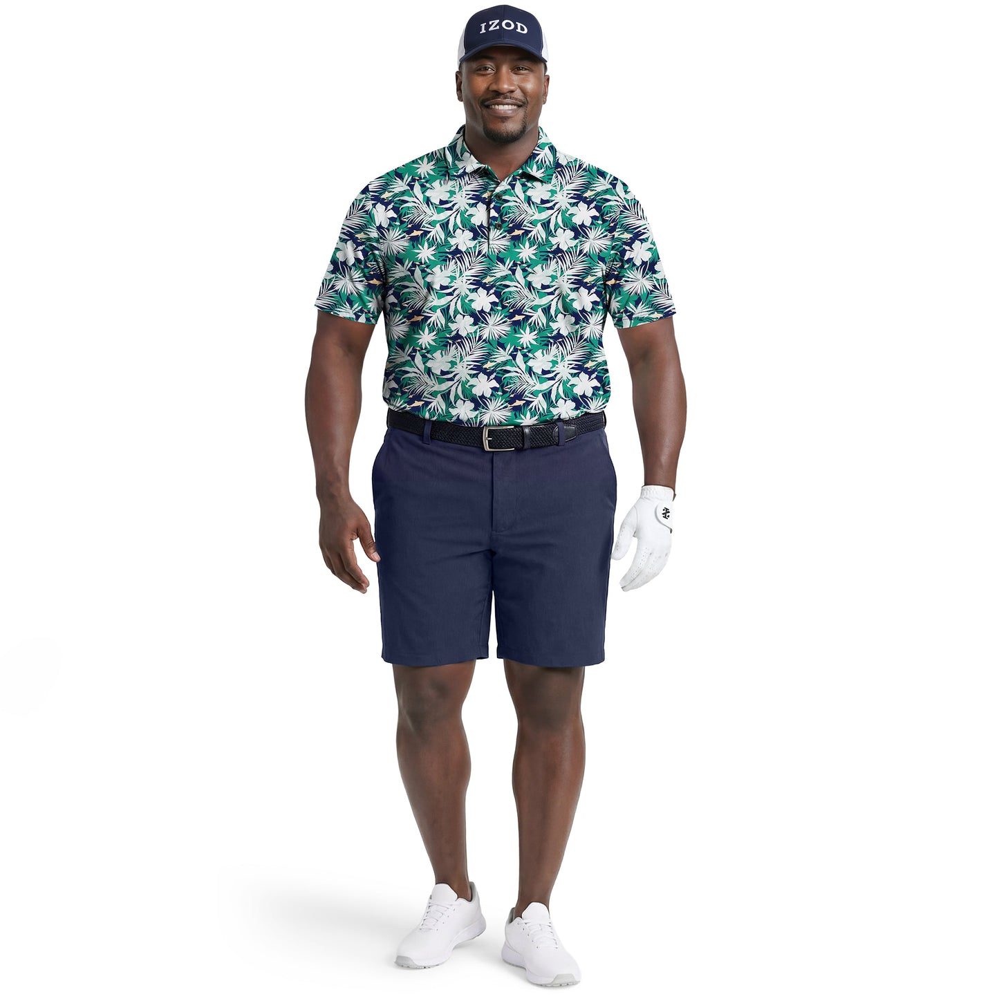 Izod BIG & TALL GOLF SWINGFLEX ELITE PRINTED POLO - FIR