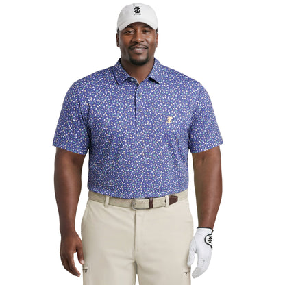 Izod BIG & TALL GOLF SWINGFLEX ELITE PRINTED POLO - MEDIEVAL BLUE