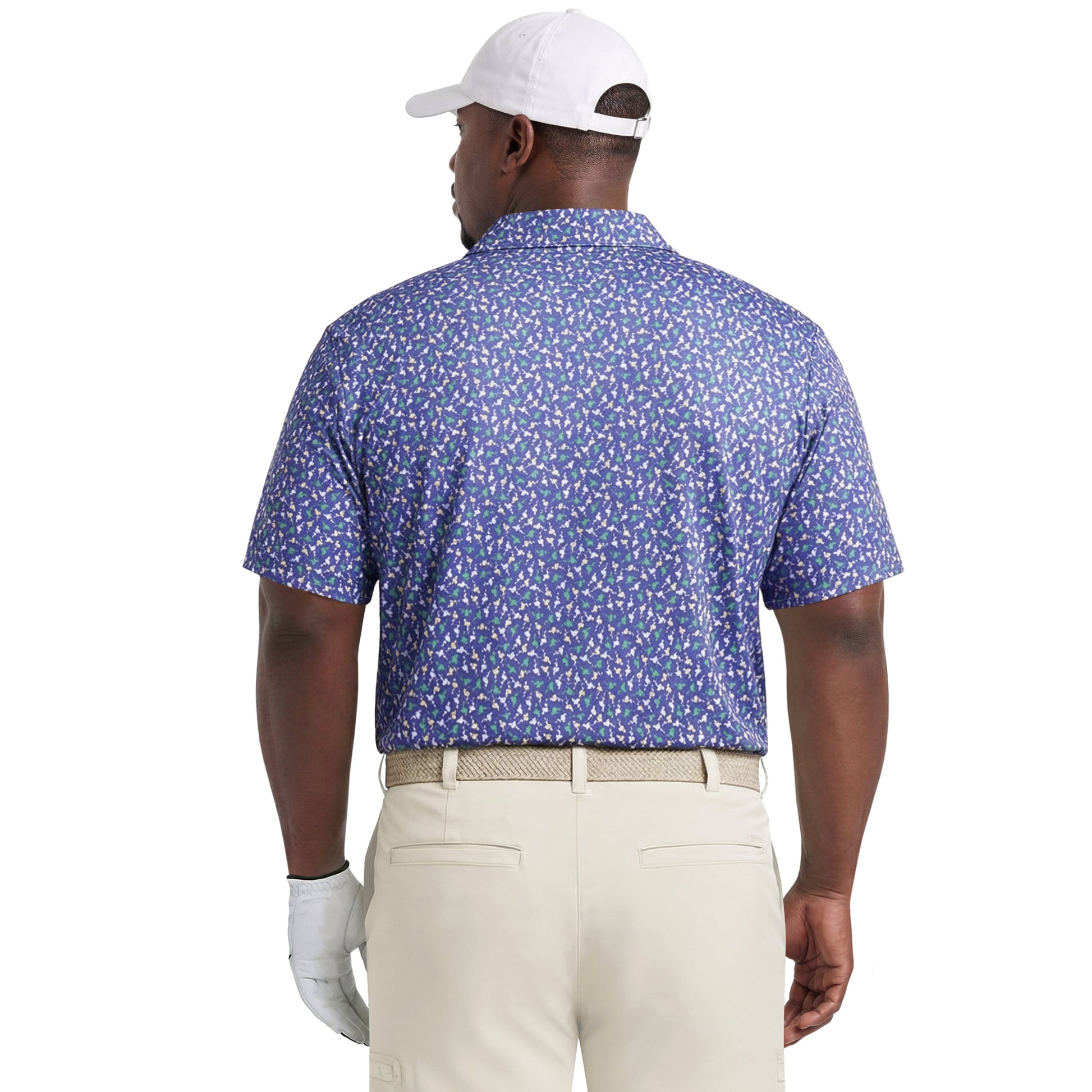 Izod BIG & TALL GOLF SWINGFLEX ELITE PRINTED POLO - MEDIEVAL BLUE