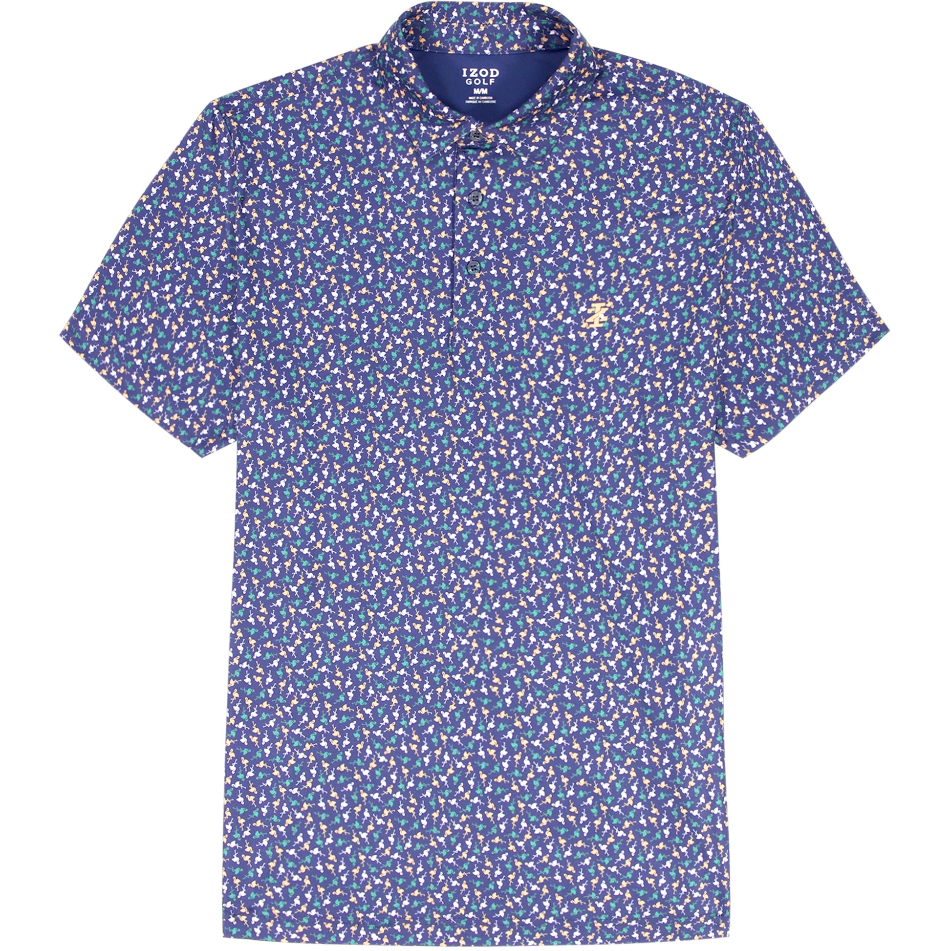 Izod BIG & TALL GOLF SWINGFLEX ELITE PRINTED POLO - MEDIEVAL BLUE