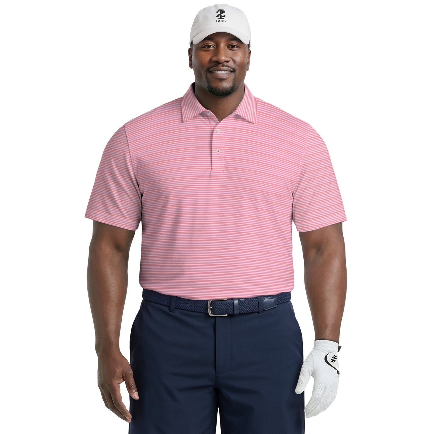 Izod BIG & TALL GOLF SWINGFLEX ELITE PRINTED POLO - PINK LEMONADE