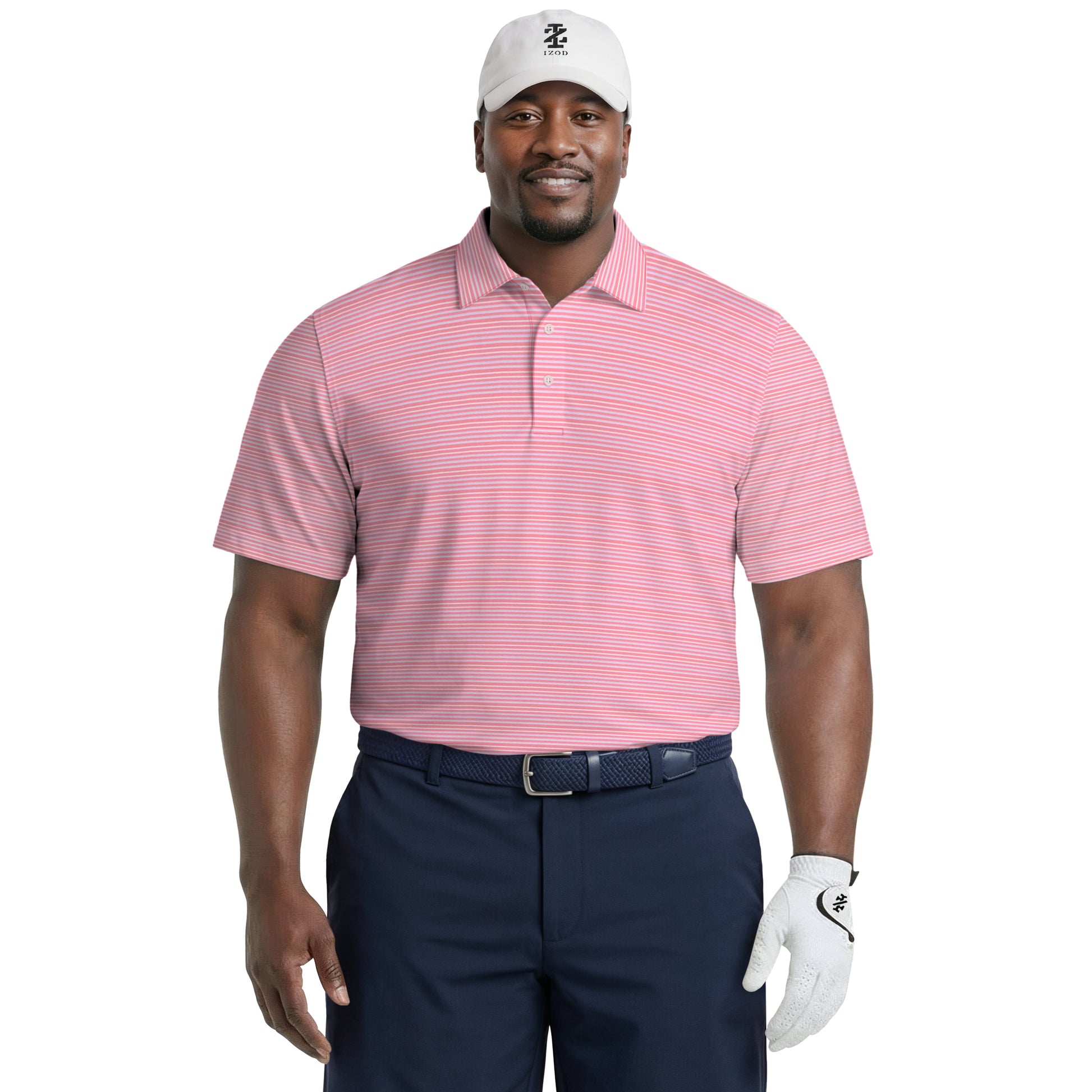 Izod BIG & TALL GOLF SWINGFLEX ELITE PRINTED POLO - PINK LEMONADE