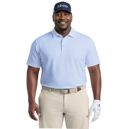 Izod BIG & TALL GOLF SWINGFLEX ELITE PRINTED POLO - PLACID BLUE