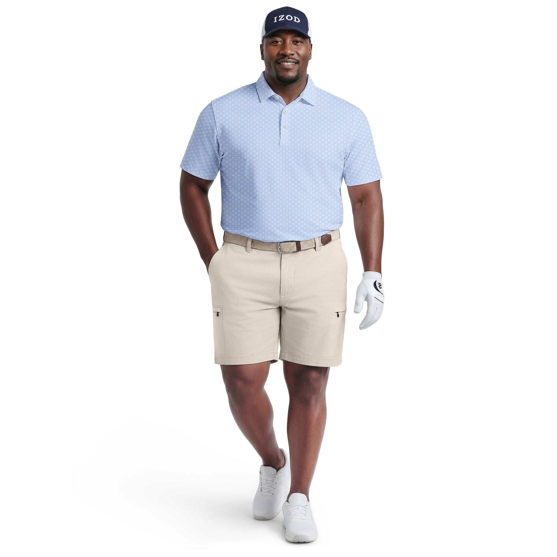Izod BIG & TALL GOLF SWINGFLEX ELITE PRINTED POLO - PLACID BLUE