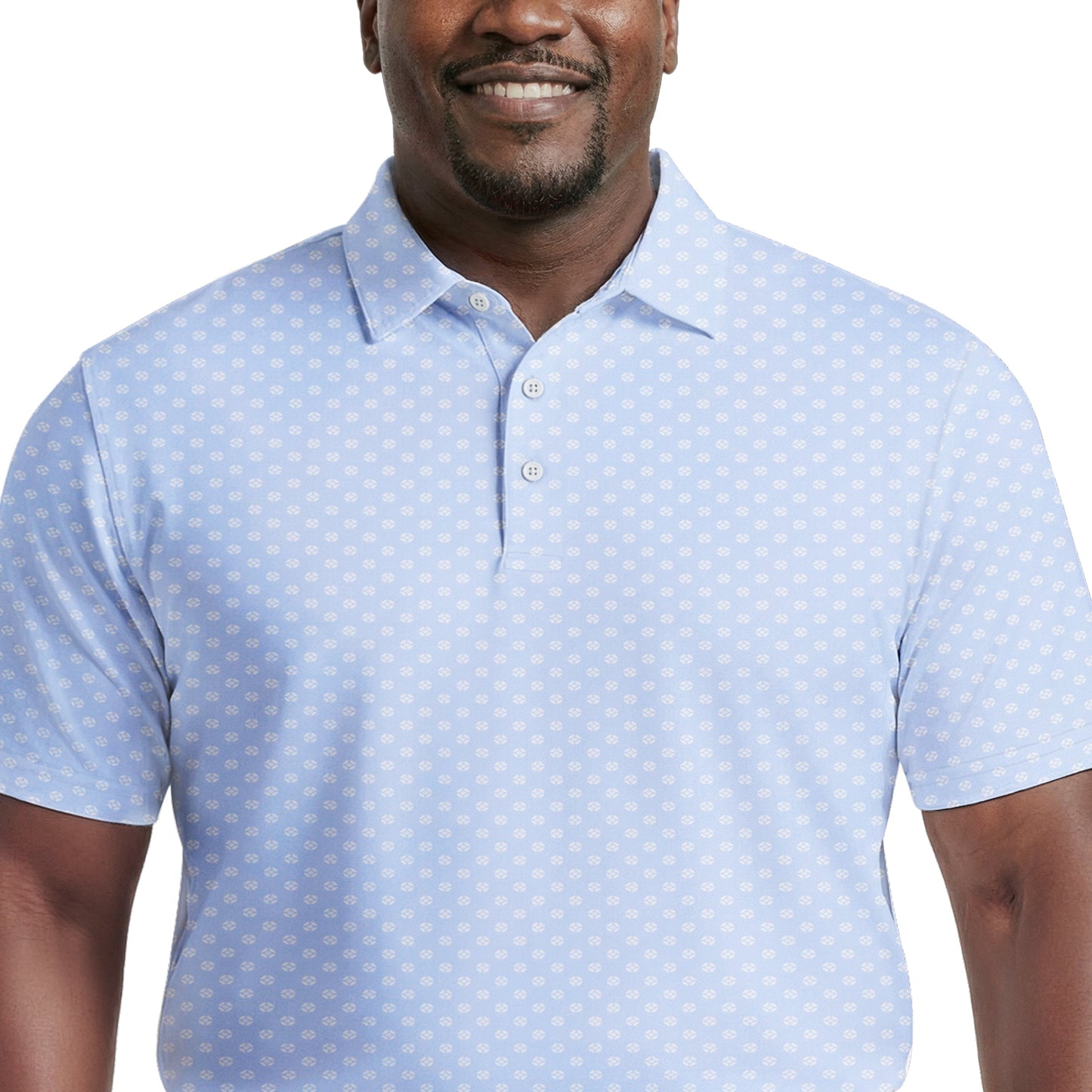 Izod BIG & TALL GOLF SWINGFLEX ELITE PRINTED POLO - PLACID BLUE