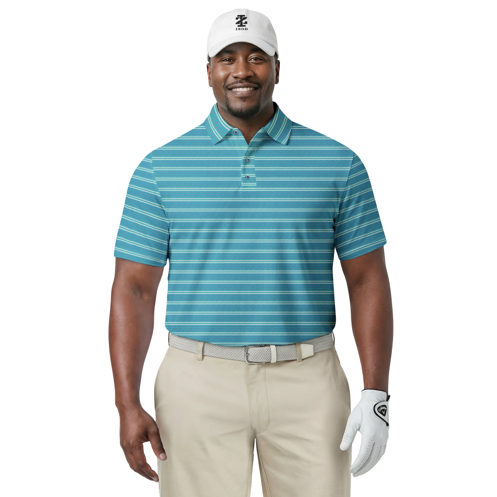Izod BIG & TALL GOLF SWINGFLEX ELITE PRINTED POLO - TEAL