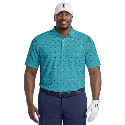 Izod BIG & TALL GOLF SWINGFLEX ELITE PRINTED POLO - TEAL