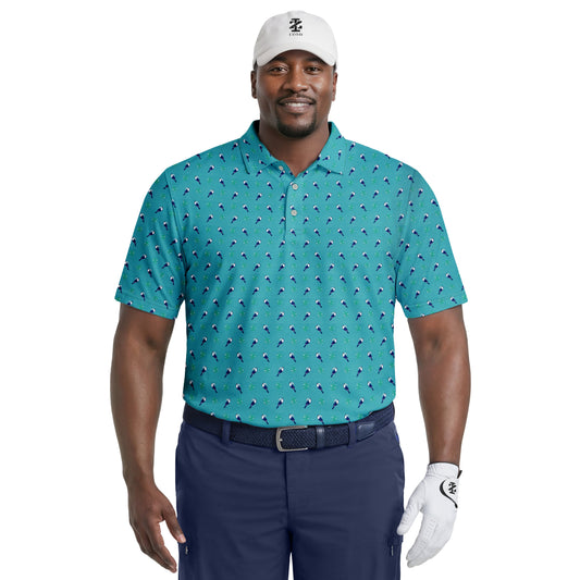 Izod BIG & TALL GOLF SWINGFLEX ELITE PRINTED POLO - TEAL