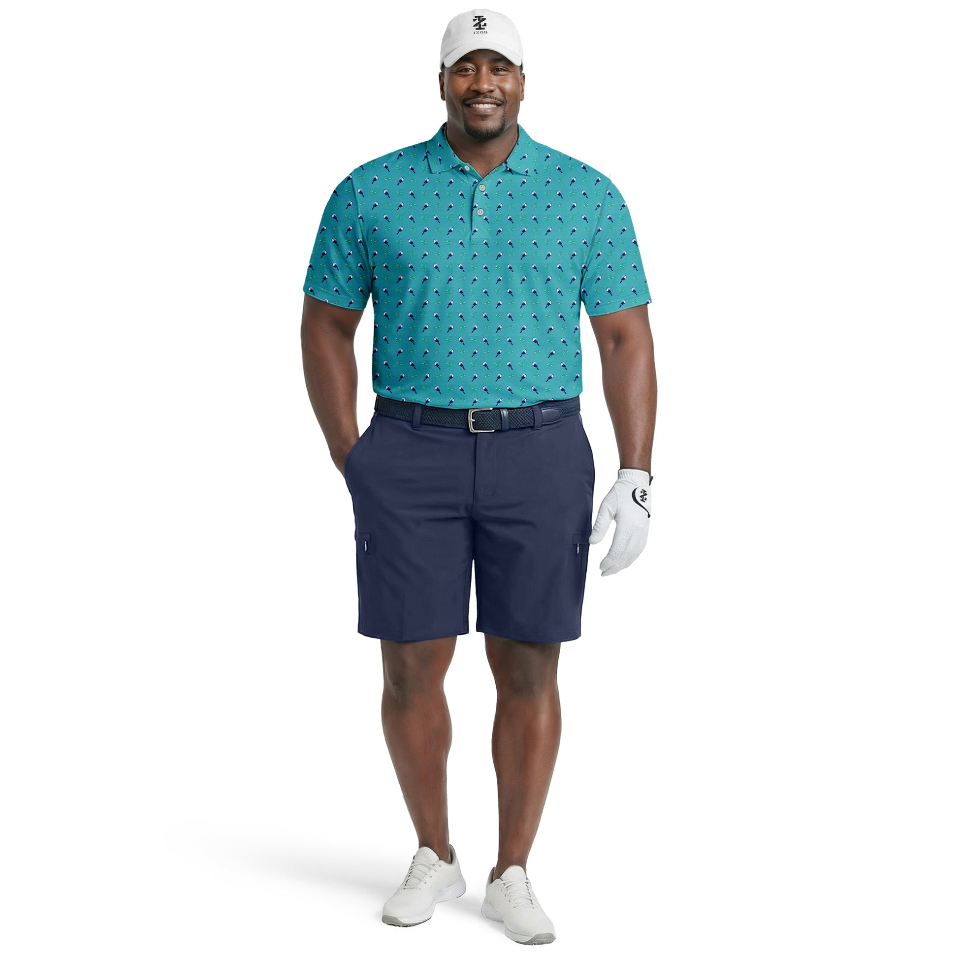 Izod BIG & TALL GOLF SWINGFLEX ELITE PRINTED POLO - TEAL