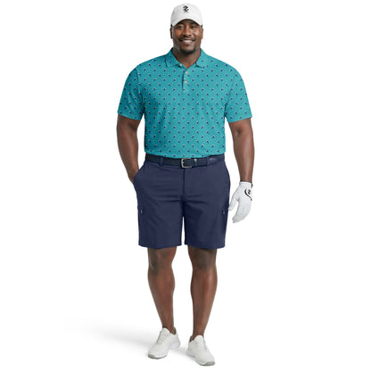 Izod BIG & TALL GOLF SWINGFLEX ELITE PRINTED POLO - TEAL