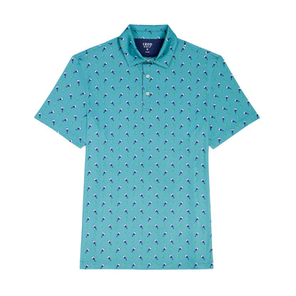 Izod BIG & TALL GOLF SWINGFLEX ELITE PRINTED POLO - TEAL
