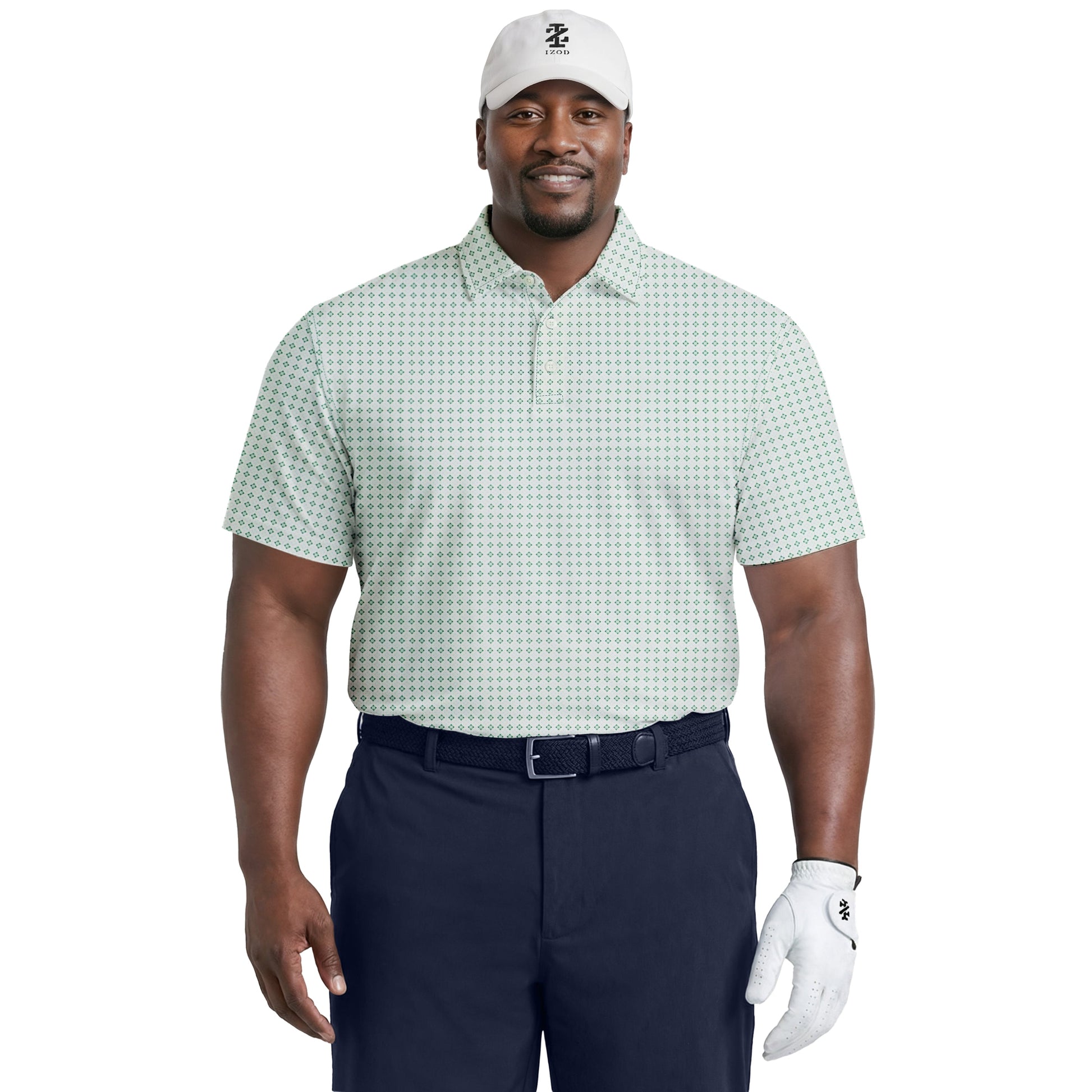 Izod BIG & TALL GOLF SWINGFLEX ELITE PRINTED POLO - WHITE
