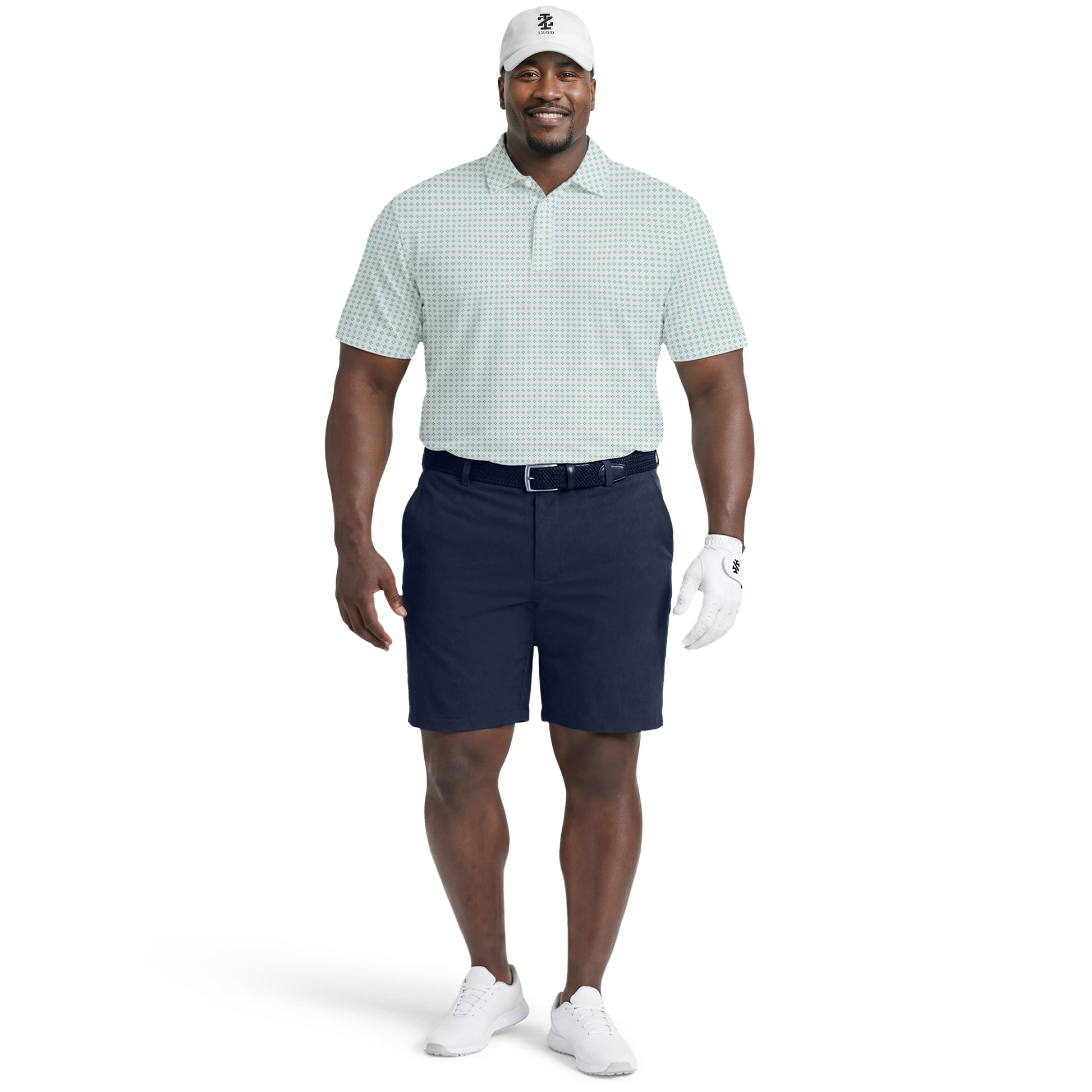 Izod BIG & TALL GOLF SWINGFLEX ELITE PRINTED POLO - WHITE