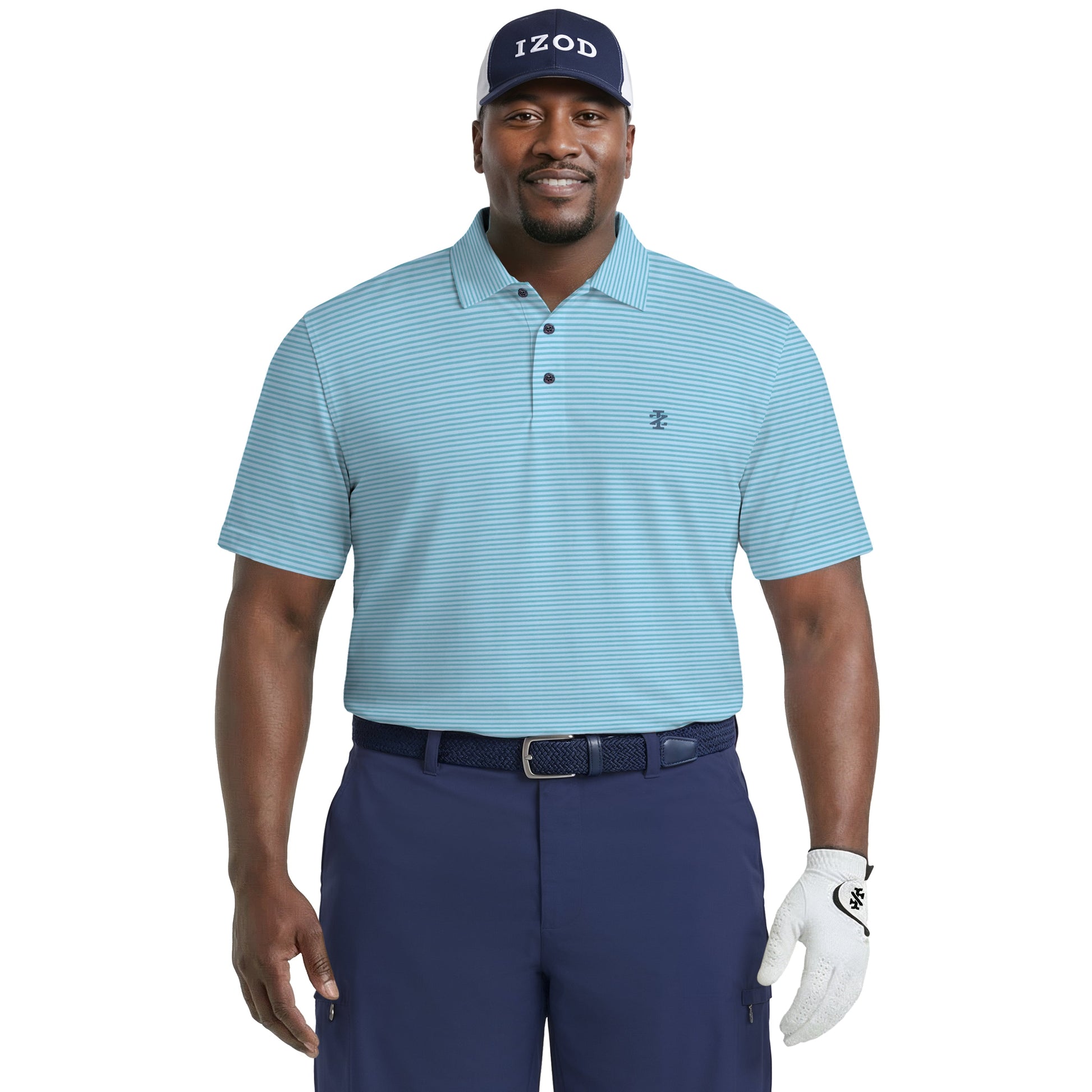Izod BIG & TALL GOLF SWINGFLEX ELITE STRIPED POLO - TEAL