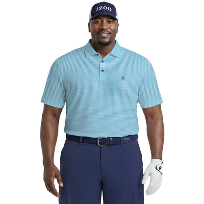 Izod BIG & TALL GOLF SWINGFLEX ELITE STRIPED POLO - TEAL