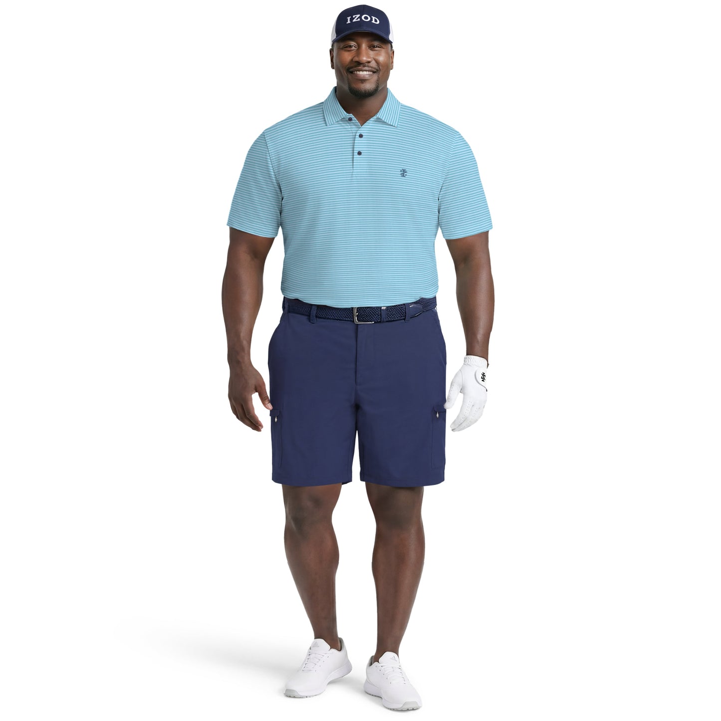Izod BIG & TALL GOLF SWINGFLEX ELITE STRIPED POLO - TEAL