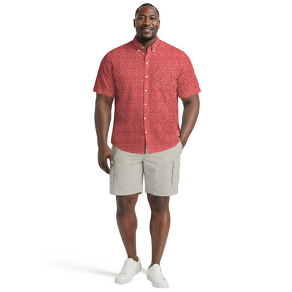Izod BIG & TALL BREEZE S/S PRINTED BUTTON-DOWN SHIRT - SALTWATER RED