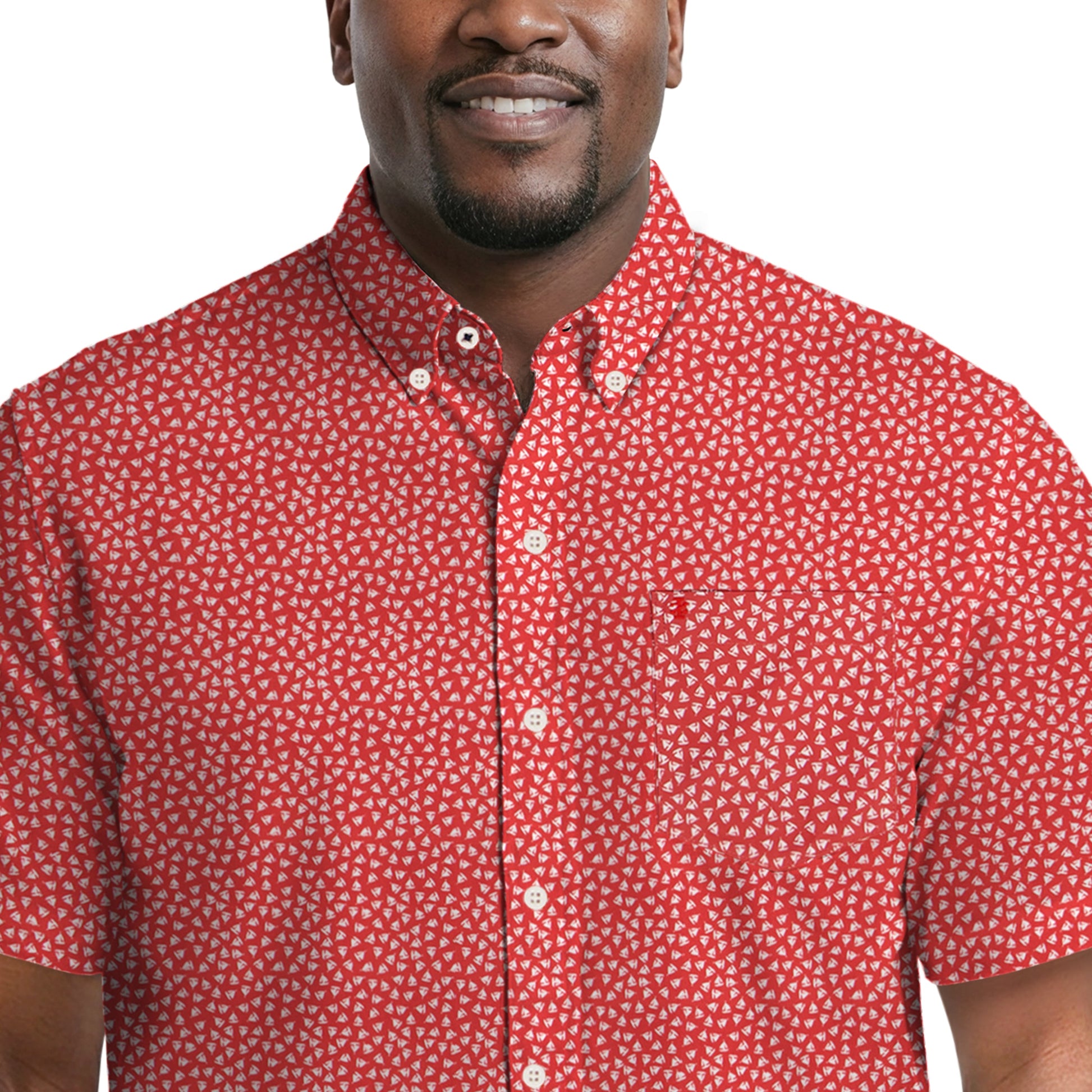 Izod BIG & TALL BREEZE S/S PRINTED BUTTON-DOWN SHIRT - SALTWATER RED