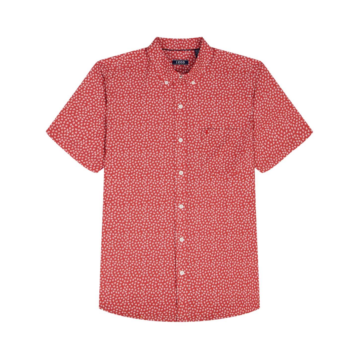 Izod BIG & TALL BREEZE S/S PRINTED BUTTON-DOWN SHIRT - SALTWATER RED