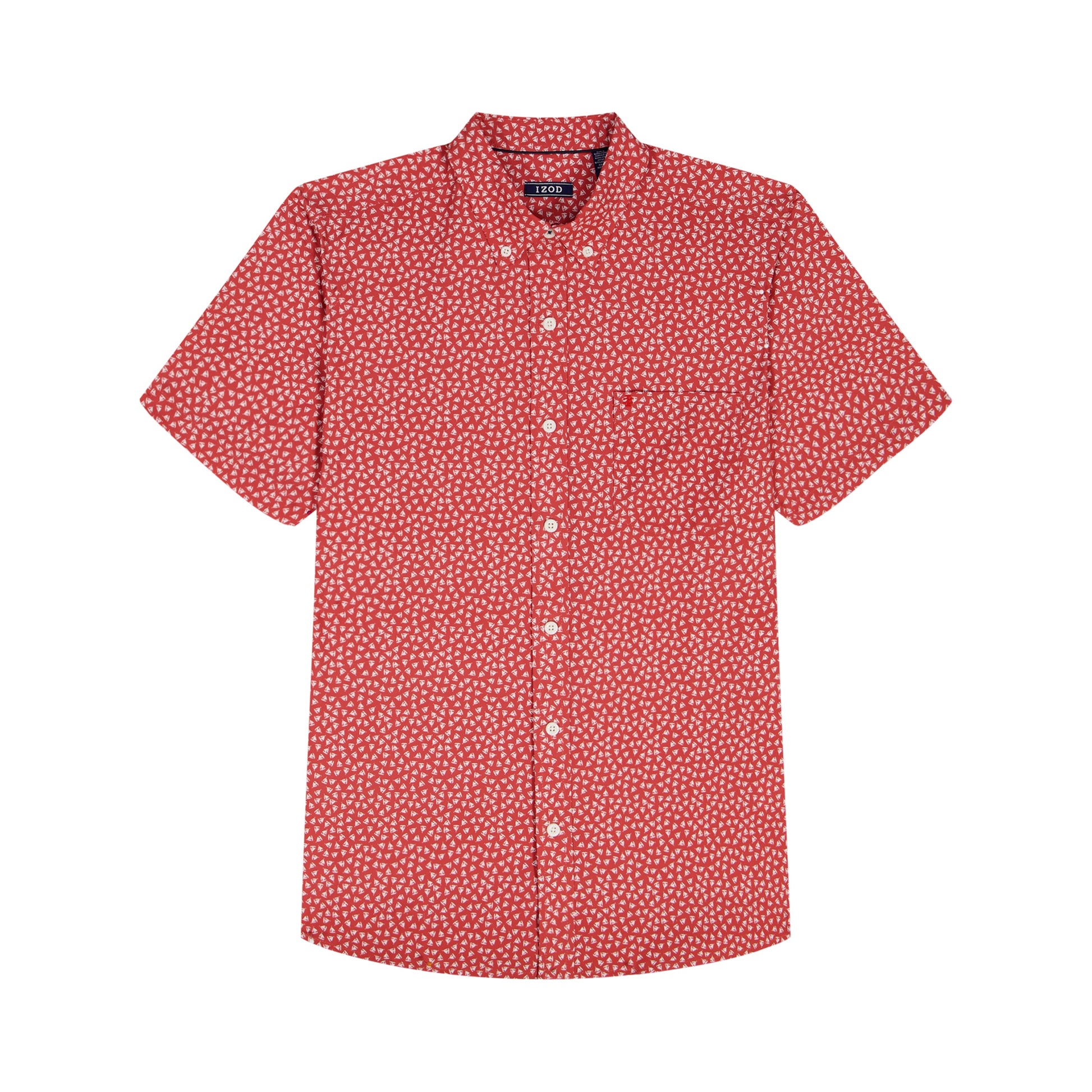 Izod BIG & TALL BREEZE S/S PRINTED BUTTON-DOWN SHIRT - SALTWATER RED