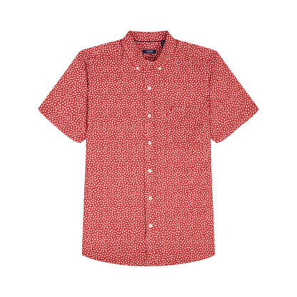 Izod BIG & TALL BREEZE S/S PRINTED BUTTON-DOWN SHIRT - SALTWATER RED