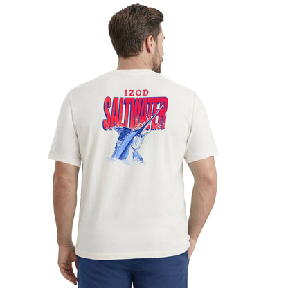 Izod BIG & TALL SALTWATER FISHING GEAR S/S GRAPHIC TEE - EGRET