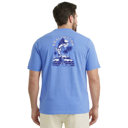 Izod BIG & TALL SALTWATER S/S GRAPHIC TEE - BLUE REVIVAL