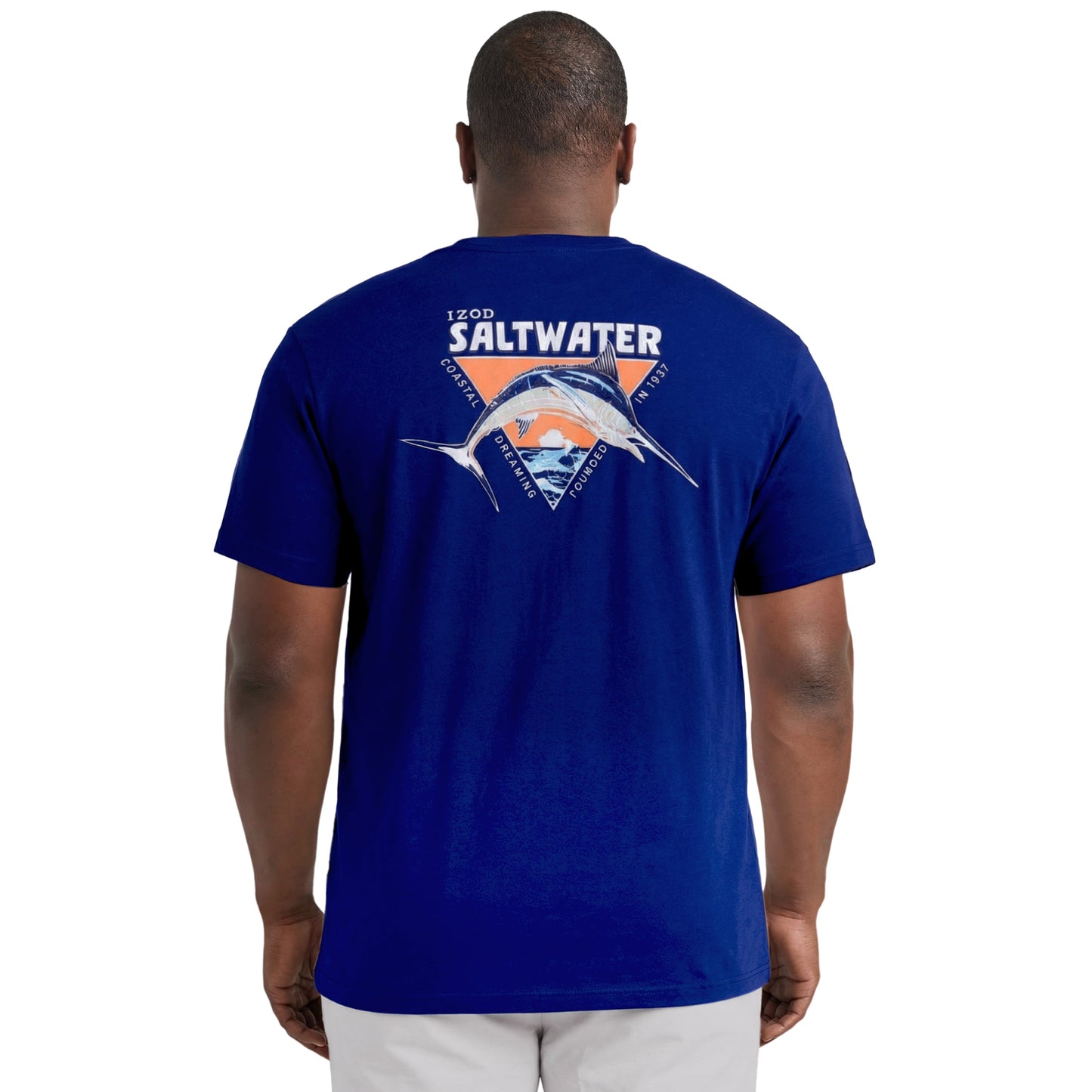 Izod BIG & TALL SALTWATER FISHING GEAR S/S GRAPHIC TEE - MEDIEVAL BLUE