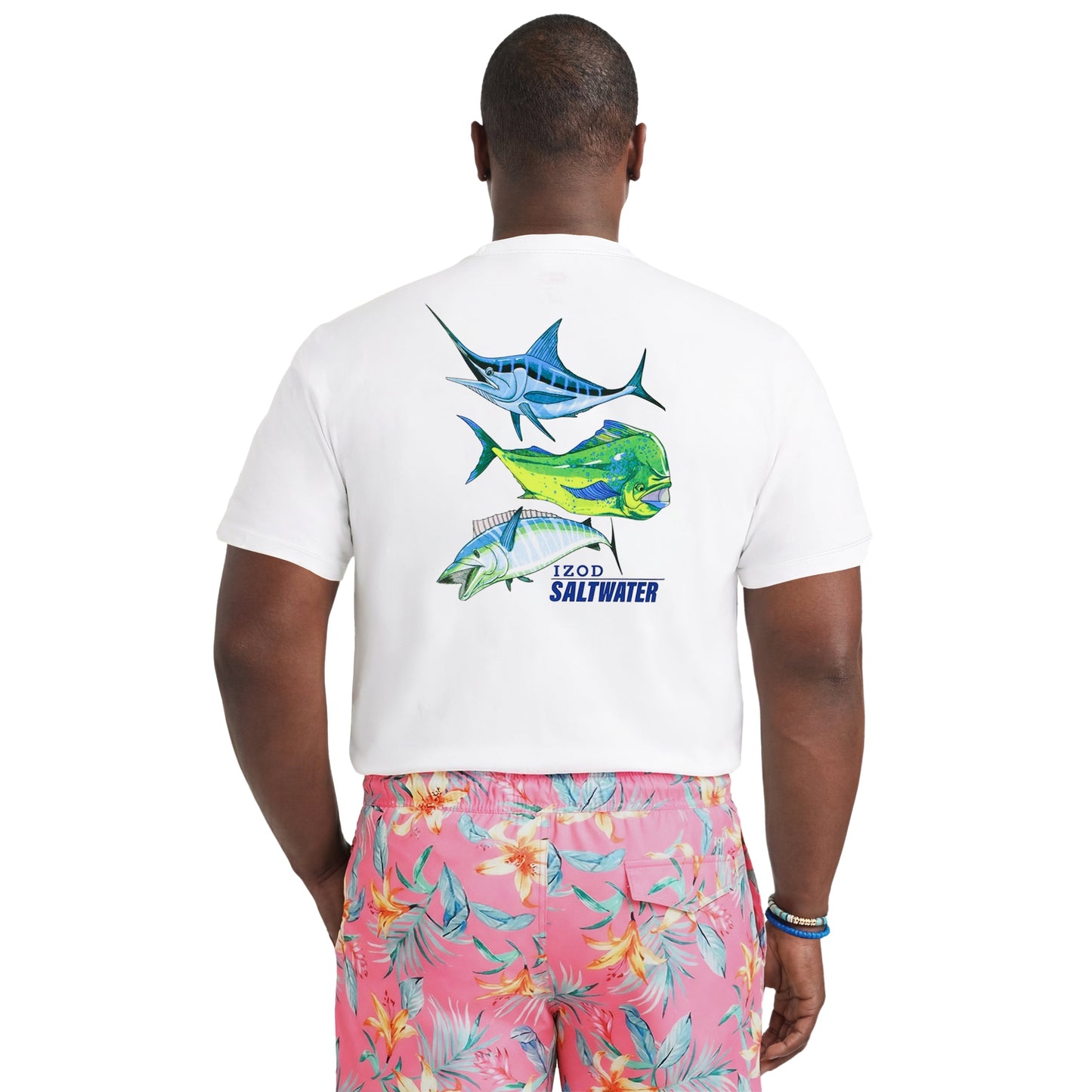 Izod BIG & TALL SALTWATER FISHING GEAR S/S GRAPHIC TEE - BRIGHT WHITE