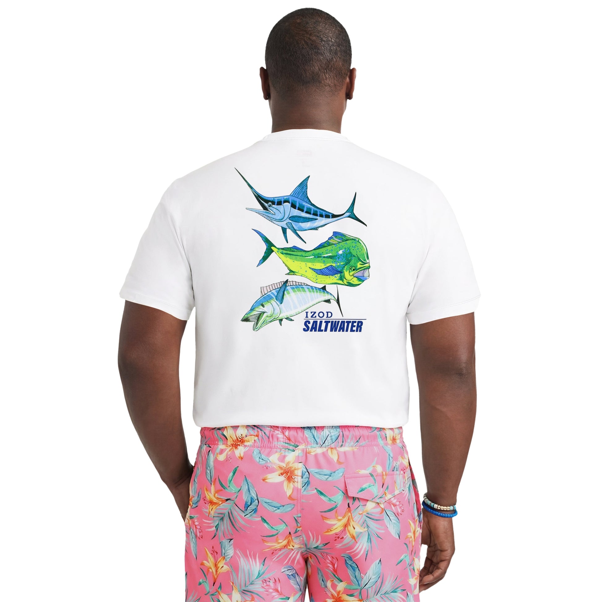 Izod BIG & TALL SALTWATER FISHING GEAR S/S GRAPHIC TEE - BRIGHT WHITE
