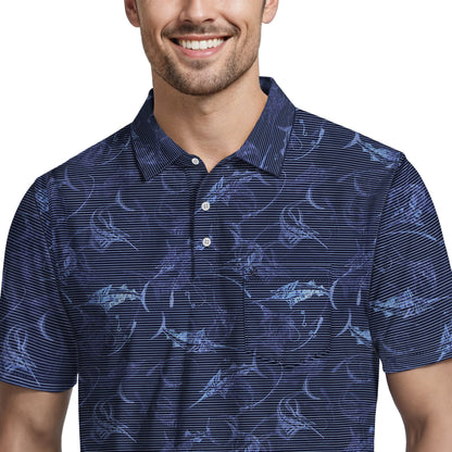 Izod SUNSHIELD PERFORMANCE S/S PRINTED POLO - BLUE DEPTHS