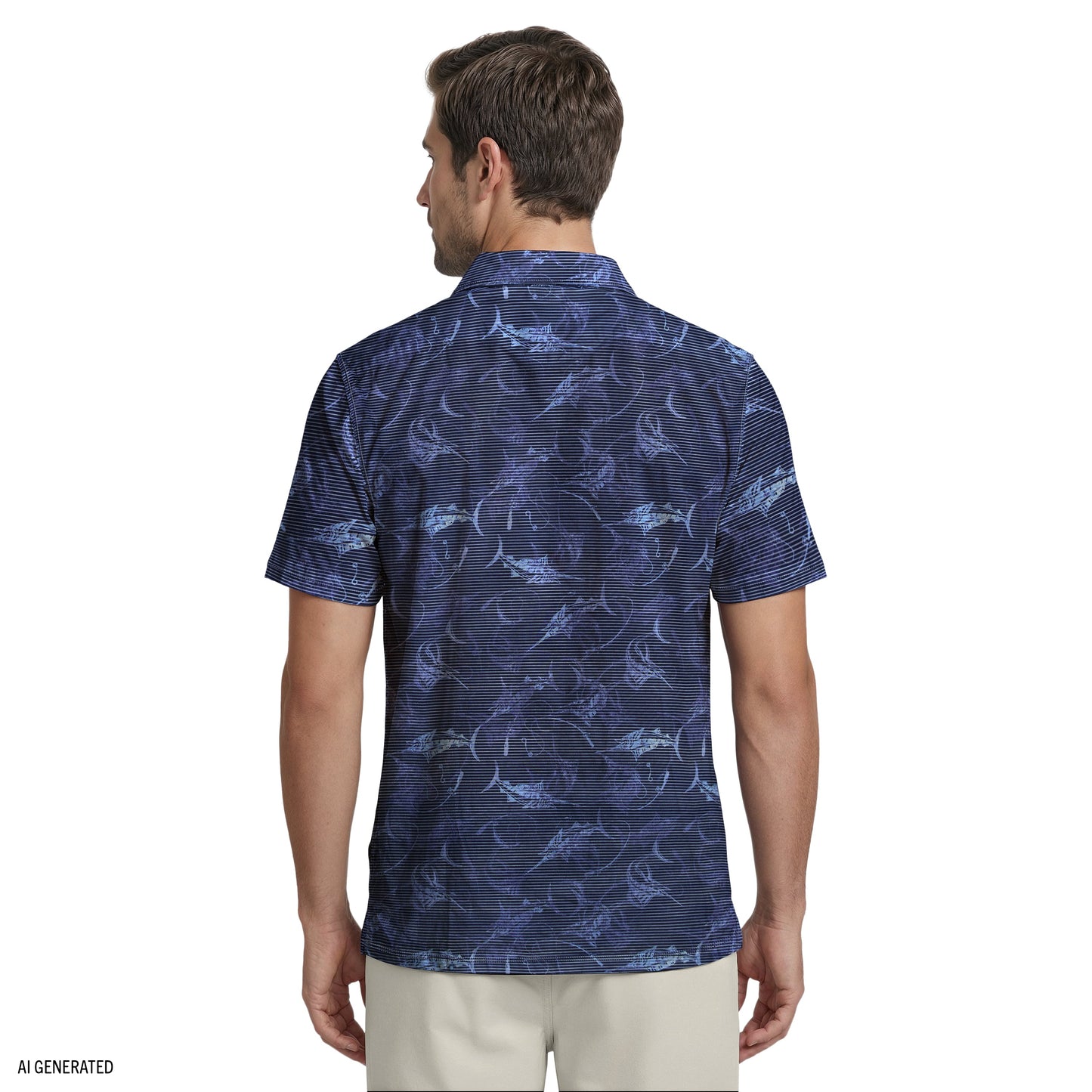Izod SUNSHIELD PERFORMANCE S/S PRINTED POLO - BLUE DEPTHS