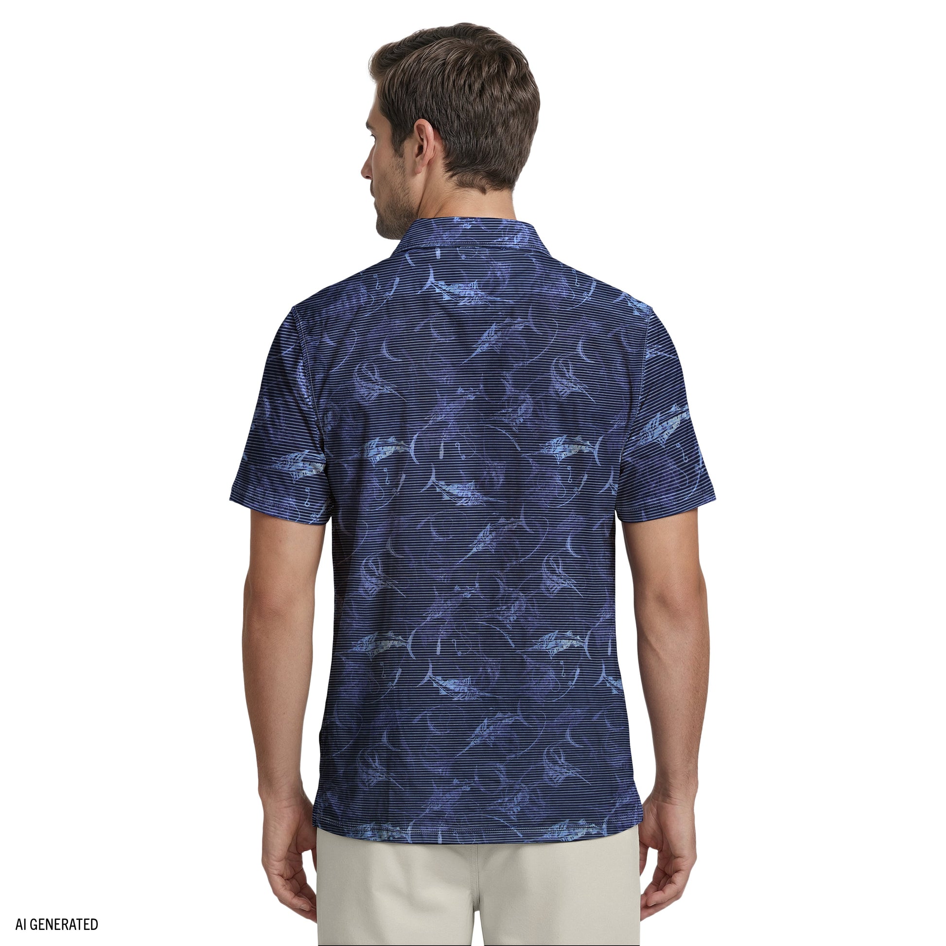 Izod SUNSHIELD PERFORMANCE S/S PRINTED POLO - BLUE DEPTHS